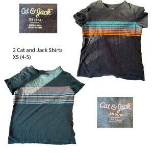 Cat & Jack Kids Striped T-Shirt Bundle XS 4-5 Short Sleeve Tees 2 Pack